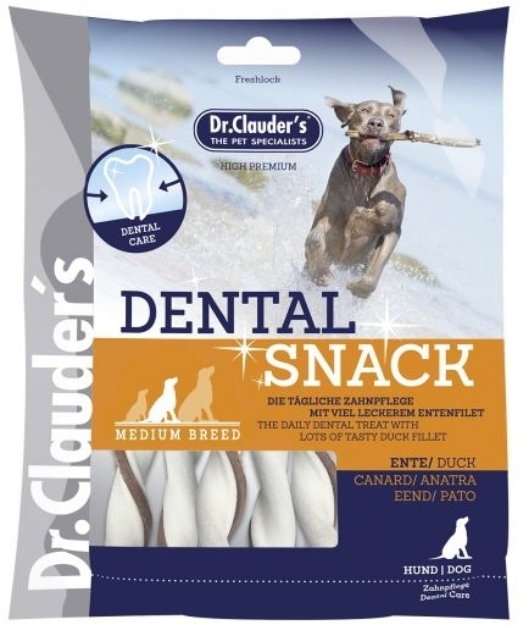 تشویقی دنتال Dr.Clauder’s مخصوص سگ مدل Duck Dental Snack تهیه شده از گوشت اردک برای محافظت و سفیدی دندان ها - 80 گرم