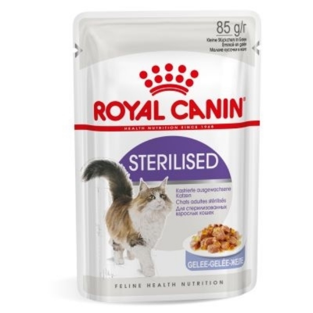 تصویر پوچ Royal Canin مدل STERILISED در ژلاتین مخصوص گربه بالغ عقیم شده - 85 گرم