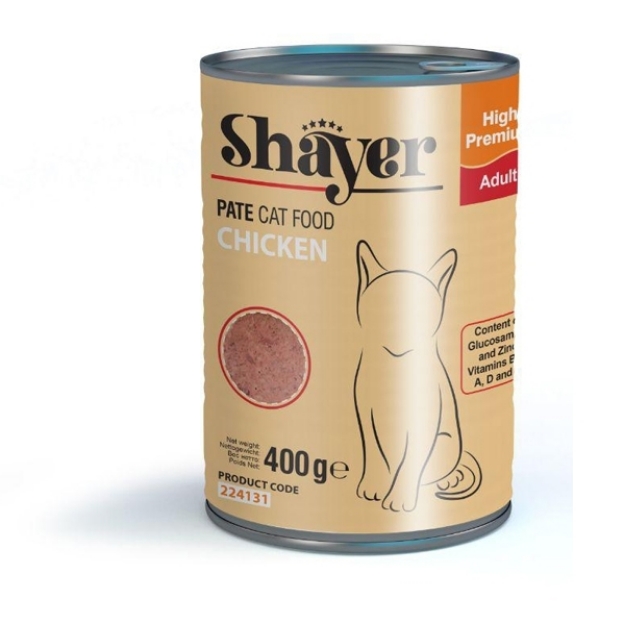 تصویر  کنسرو Shayer مخصوص گربه تهیه شده از گوشت مرغ - 400 گرم