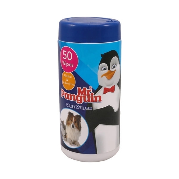 تصویر  دستمال مرطوب Mr.Pinguin مخصوص حیوانات - 50 عددی