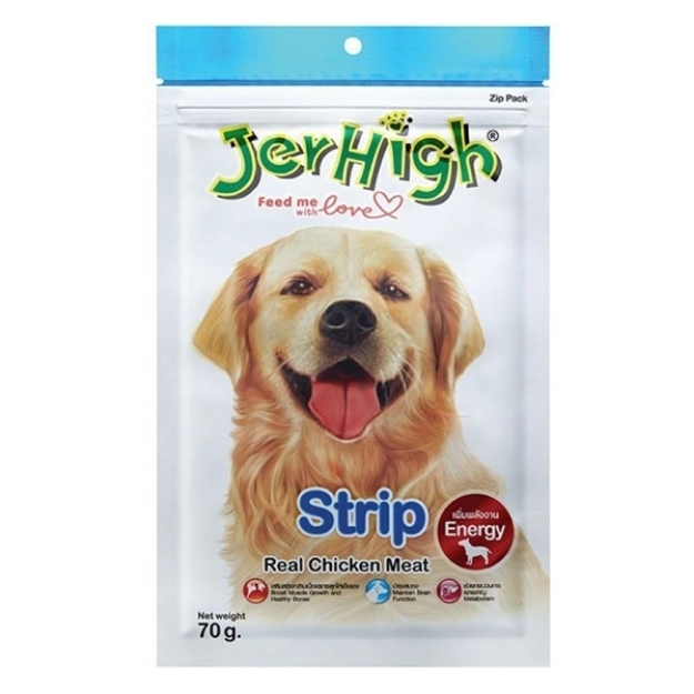 تصویر  تشویقی سگ Jerhigh مدل Strip با طعم مرغ- 70 گرم