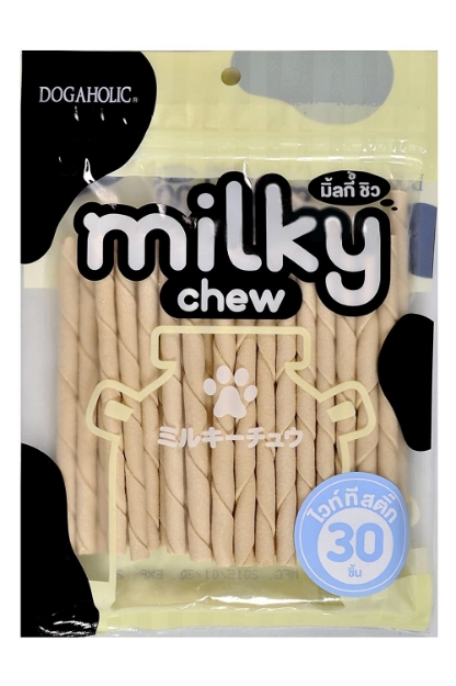 تصویر  تشویقی مدادی دنتال Dogaholic مخصوص سگ مدل Milky Chew فلورایدی با طعم شیر- 30 عددی