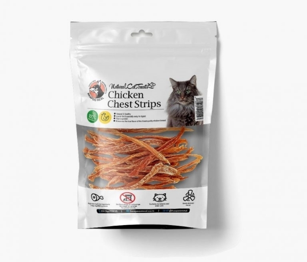 تصویر تشویقی مدادی طبیعی Hapoo meal مخصوص گربه مدل Soft Strips Chicken تهیه شده از سینه مرغ - 100 گرم