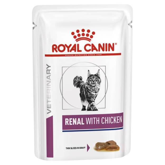 تصویر  پوچ مخصوص گربه Royal Canin مدل Renal  مناسب برای درمان مشکلات کلیوی تهیه شده از مرغ - 85 گرم