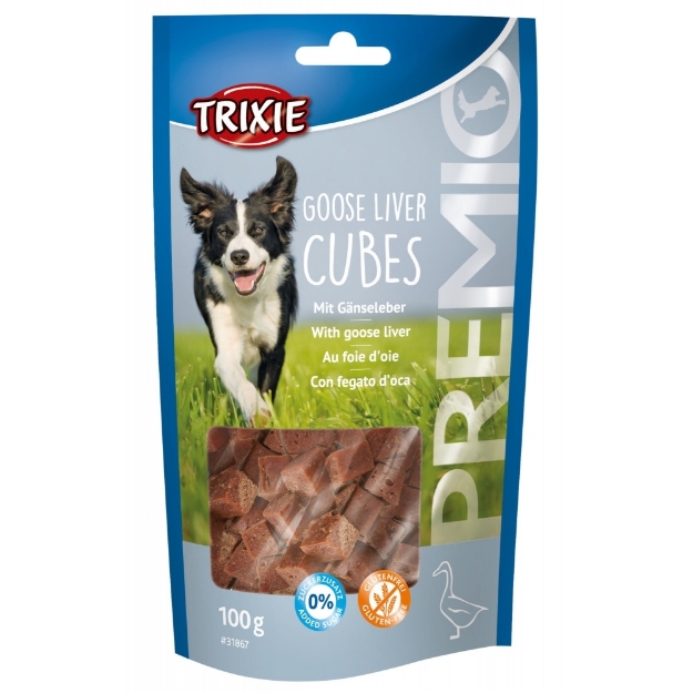 تصویر  تشویقی TRIXIE مخصوص سگ مدل Goose Liver Cubes تهیه شده از جگر غاز - 100 گرم