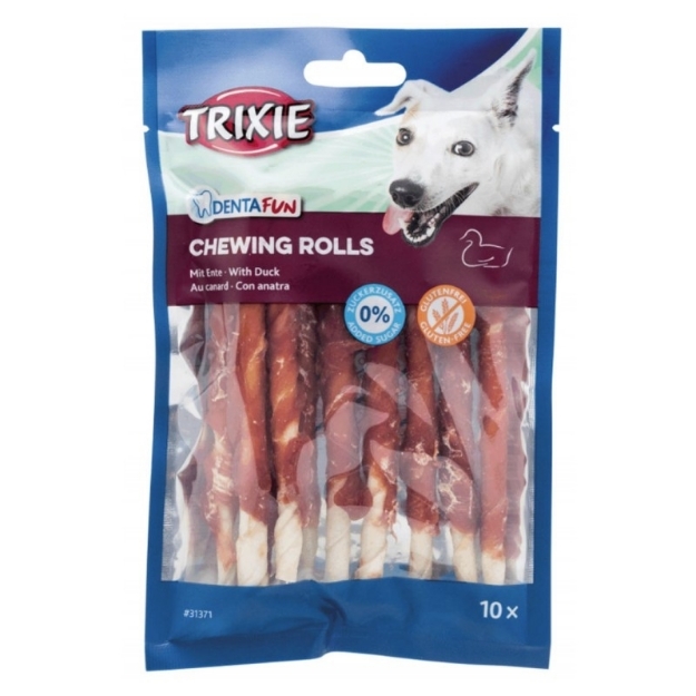 تصویر  تشویقی TRIXIE مخصوص سگ مدل Chewing Rolls تهیه شده از اردک - 80 گرم