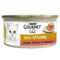 تصویر  کنسرو Gourmet Gold مدل پته مخصوص گربه تهیه شده از گوشت اردک و هویج و سبزیجات - 100 گرم