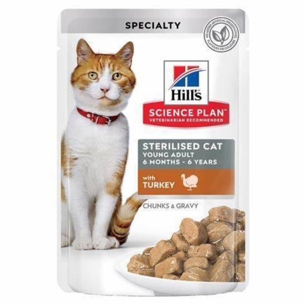 تصویر  پوچ Hills مخصوص گربه بالغ عقیم شده تهیه شده از گوشت بوقلمون - 85 گرم