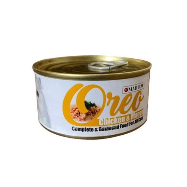 تصویر  کنسرو MadCow تهیه شده از مرغ و انبه مخصوص گربه بالغ - 120 گرم