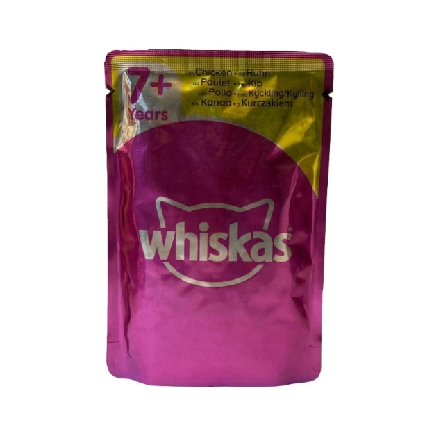تصویر  پوچ Whiskas مخصوص گربه بالغ تهیه شده از گوشت مرغ در ژله - 100 گرم