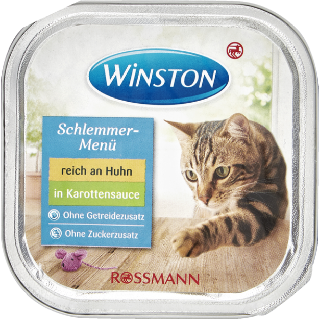 تصویر  ووم Winston مخصوص گربه تهیه شده از مرغ در سس هویچ - 100گرم