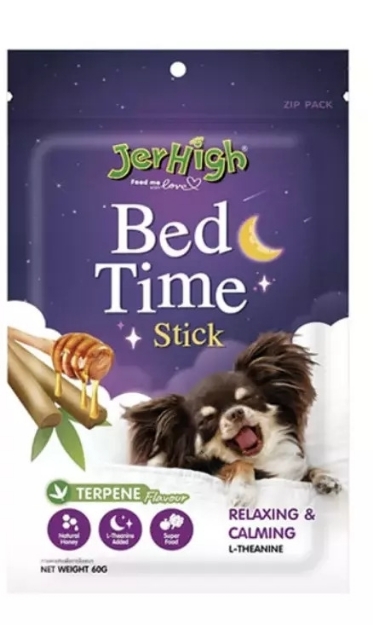 تصویر  تشویقی Jerhigh مدل Bedtime مخصوص سگ با طعم شیر و عسل و تخم مرغ - 60 گرم
