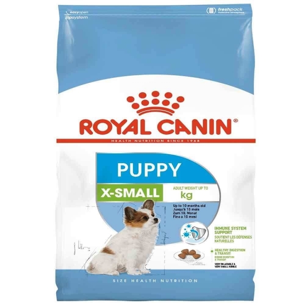 تصویر غذای خشک مخصوص سگ  Royal Canin مدل X-Small Puppy مخصوص توله سگ های نژاد بسیار کوچک - ۱.۵ کیلوگرم