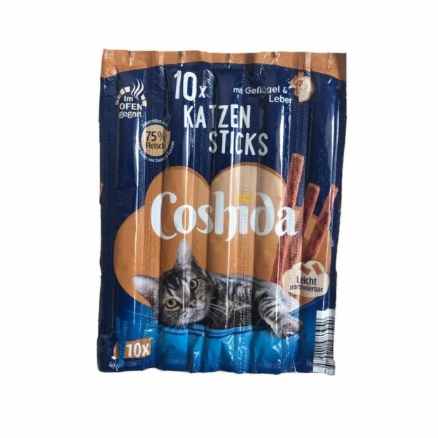تصویر  تشویقی مدادی Coshida مخصوص گربه تهیه شده از مرغ و جگر - 10 عدد