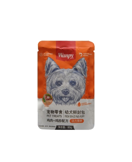 تصویر  پوچ Wanpy مخصوص سگ پاپی تهیه شده از مرغ و جیسینگ - 80 گرم