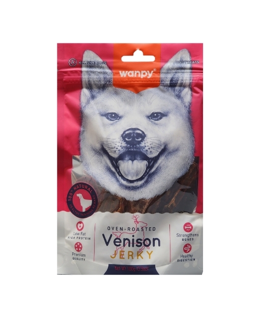 تصویر  اسنک تشویقی سگ Wanpy مدل Venison Jerky با طعم گوشت گوزن - 100 گرم