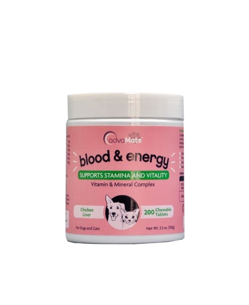 تصویر  مکمل AdvaMate مدل Blood & Energy حاوی مولتی ویتامین و مینرال با طعم مرغ و جگر مخصوص سگ و گربه - 100 گرم