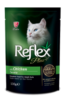 تصویر  پوچ Reflex Plus مخصوص گربه بالغ تهیه شده از گوشت مرغ - 100گرم