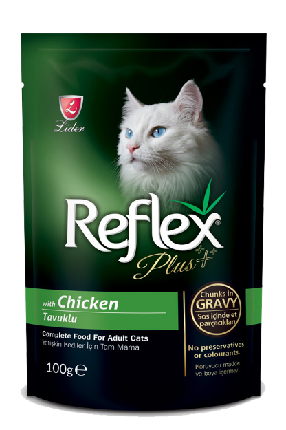 تصویر  پوچ Reflex Plus مخصوص گربه بالغ تهیه شده از گوشت مرغ - 100گرم