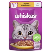 تصویر پوچ Whiskas مخصوص گربه ی بالغ تهیه شده از تکه های مرغ در ژله - 85 گرم  