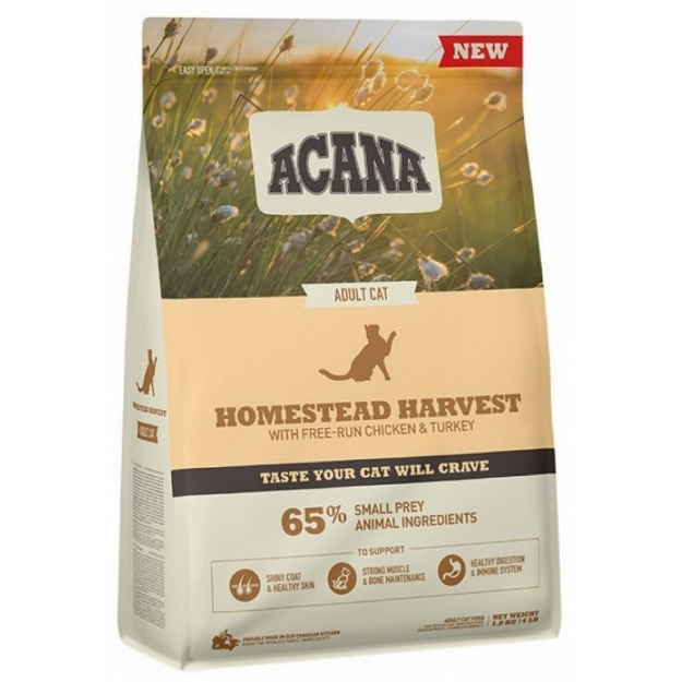 تصویر  غذای خشک مخصوص گربه های بالغ Acana مدل Homestead Harvest Adult تهیه شده از مرغ و بوقلمون - 1/8 کیلوگرم