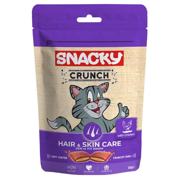 تصویر  تشویقی مخصوص گربه Snacky مدل Hair & Skin تهیه شده از مرغ  - 60 گرم