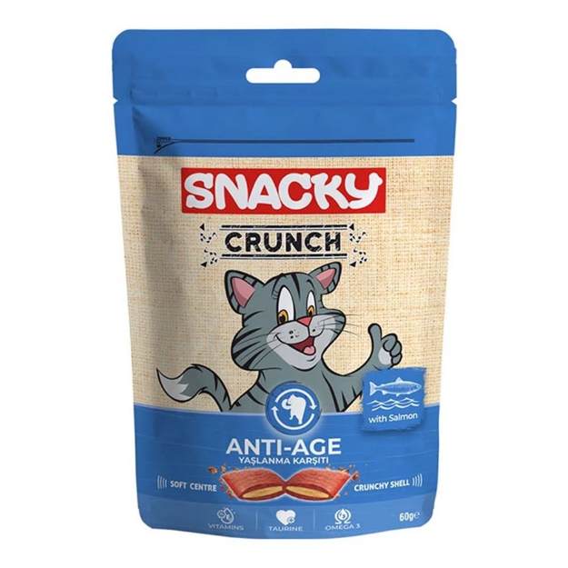 تشویقی مخصوص گربه Snacky مدل Anti Age تهیه شده از ماهی سالمون  - 60 گرم