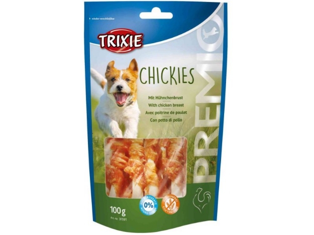 تصویر  تشویقی دنتال استخوان جویدنی TRIXIE مخصوص سگ مدل Chickies تهیه شده از سینه مرغ - 100 گرم