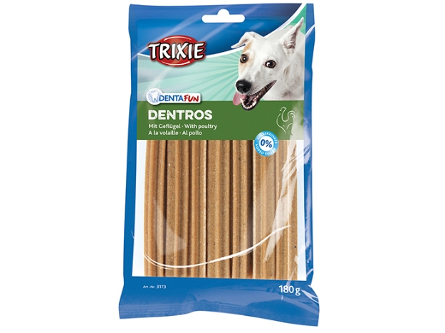 تصویر  تشویقی مخصوص سگ TRIXIE مدل استیک دنتال Dentros تهیه شده از گوشت مرغ - 180 گرم