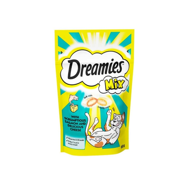 تصویر  تشویقی مخصوص گربه Dreamies با طعم ماهی سالمون و پنیر - 60 گرم