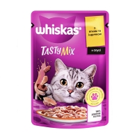 تصویر  پوچ گربه Whiskas مدل Tasty Mix تهیه شده از گوشت بره و بوقلمون در سس مخصوص گربه بالغ - 85 گرم