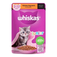 تصویر پوچ Whiskas مدل Junior مخصوص بچه گربه تهیه شده از مرغ در سس - وزن 85 گرم 