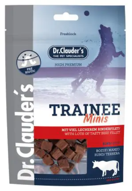 تصویر  تشویقی Dr.Clauder`s مدل Trainee minis تهیه شده از گوشت گوساله حاوی پروبیوتیک مخصوص سگ - 50 گرم