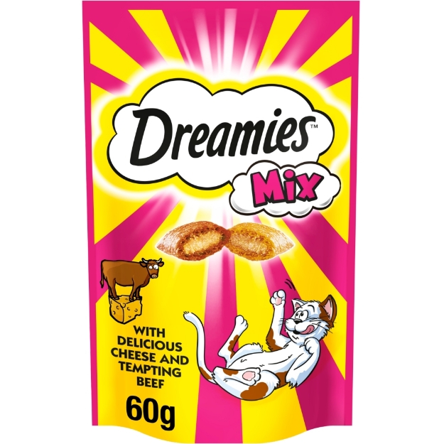 تصویر  تشویقی مخصوص گربه Dreamies با طعم گوشت گاو و پنیر - 60 گرم