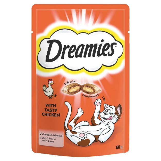 تصویر  تشویقی مخصوص گربه Dreamies با طعم مرغ - 60 گرم