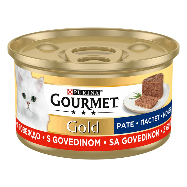 تصویر  کنسرو Gourmet Gold مخصوص گربه بالغ مدل پته تهیه شده از گوشت - 85 گرم