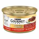 تصویر  کنسرو Gourmet Gold مخصوص گربه بالغ مدل تکه‌ای تهیه شده از گوشت گاو در سس گوشت - 85 گرم