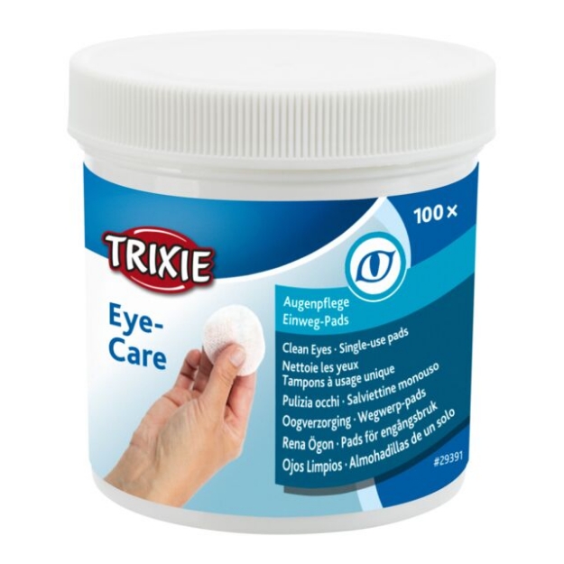 تصویر  پد TRIXIE پاک کننده رد اشک چشم مدل Eye care مخصوص سگ و گربه - بسته بندی 100 عددی