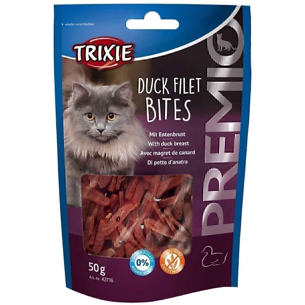 تصویر  تشویقی TRIXIE مخصوص گربه مدل Duck Fillet Bites تهیه شده از سینه اردک - 50 گرم