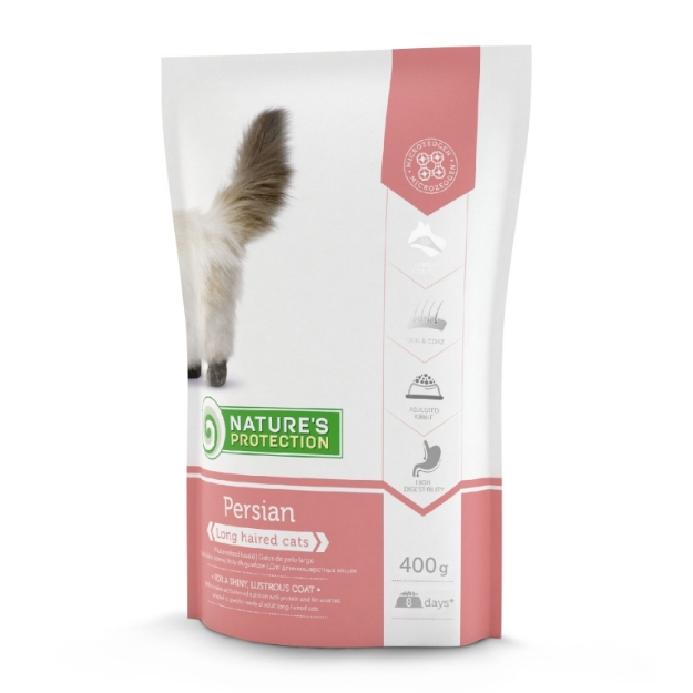 تصویر غذای خشک مخصوص گربه Natuare's protection مناسب نژاد پرشین (و گربه های مو بلند)  - 400 گرمی