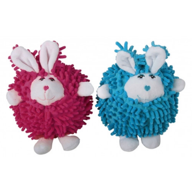 تصویر اسباب بازی پلیشی Dog Toy توپ پشمی مدل خرگوش رنگ سرخابی 