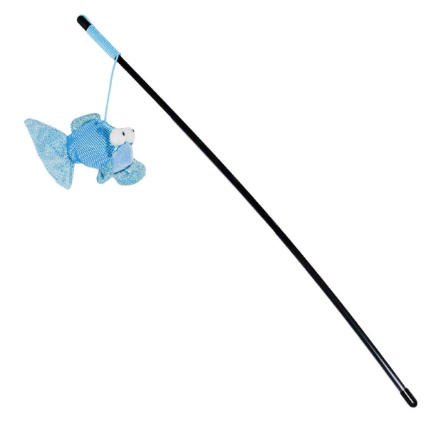 تصویر اسباب بازی طرح قلاب ماهی گیری Trixie از جنس پر مناسب برای گربه - آبی