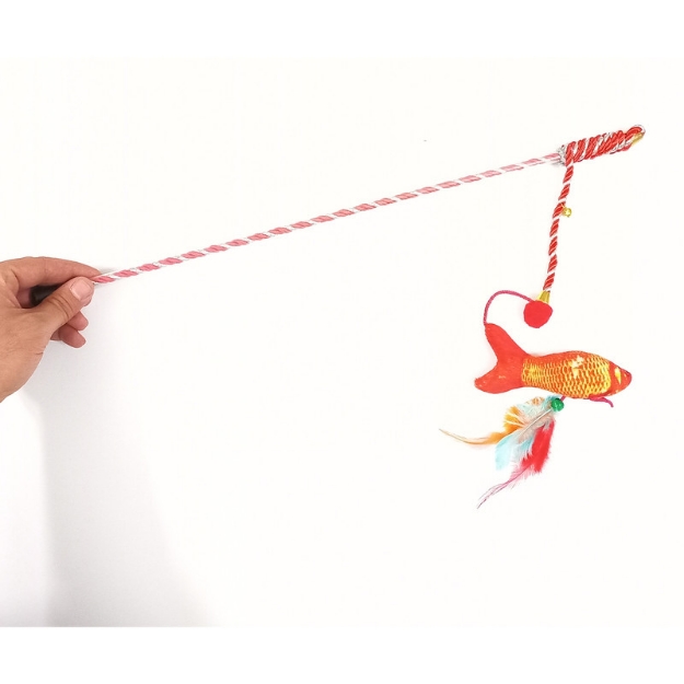 تصویر اسباب بازی مخصوص گربه قلاب ماهی گیری Trixie - قرمز 