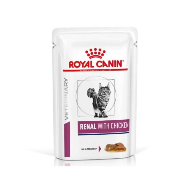 تصویر  پوچ Royal Canin مدل Renal with Chicken مخصوص گربه هایی با مشكلات كليوی تهيه شده از گوشت مرغ - 85 گرم 