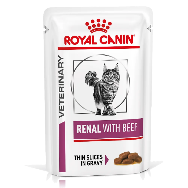 تصویر  پوچ Royal Canin مدل Renal with Beef مخصوص گربه هایی با مشكلات كليوی تهيه شده از گوشت گوساله - 85 گرم 