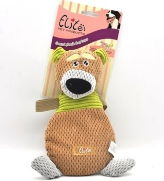 تصویر اسباب بازی مخصوص سگ عروسک صدا دار Elite مدل خرس نارنجی 