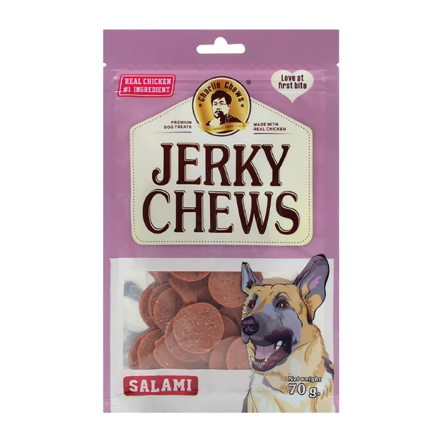 تصویر  تشويقی Jerky Chews مدل Salami مخصوص سگ تهيه شده از مرغ با طعم سالامی - 70 گرم