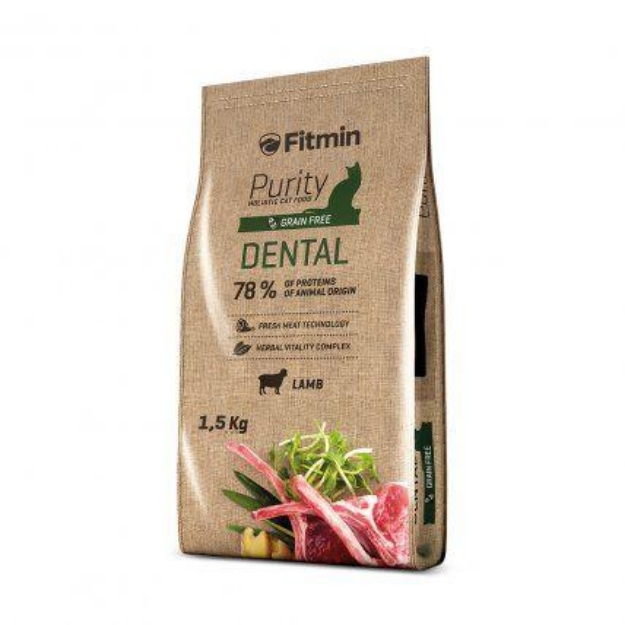 تصویر غذای خشک Fitmin مدل Dental مخصوص گربه بالغ با طعم گوشت بره  1.5 کیلوگرم 