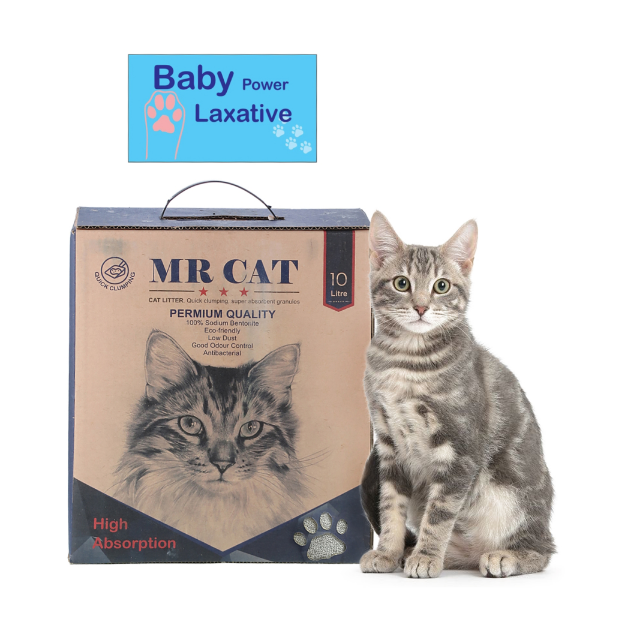 تصویر  خاک جعبه ای مستر کت Mr. Cat مدل پودر بچه مخصوص گربه هایی با خشکی پوست پنجه - 10 ليتری