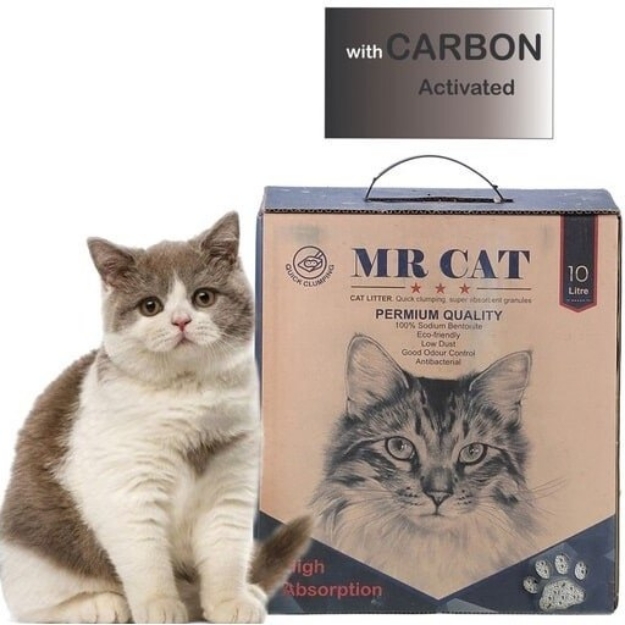 تصویر  خاک جعبه ای مستر کت Mr. Cat مدل کربن اکتیو مخصوص گربه هایی حساس به بو با جذب بالا - 10 ليتری